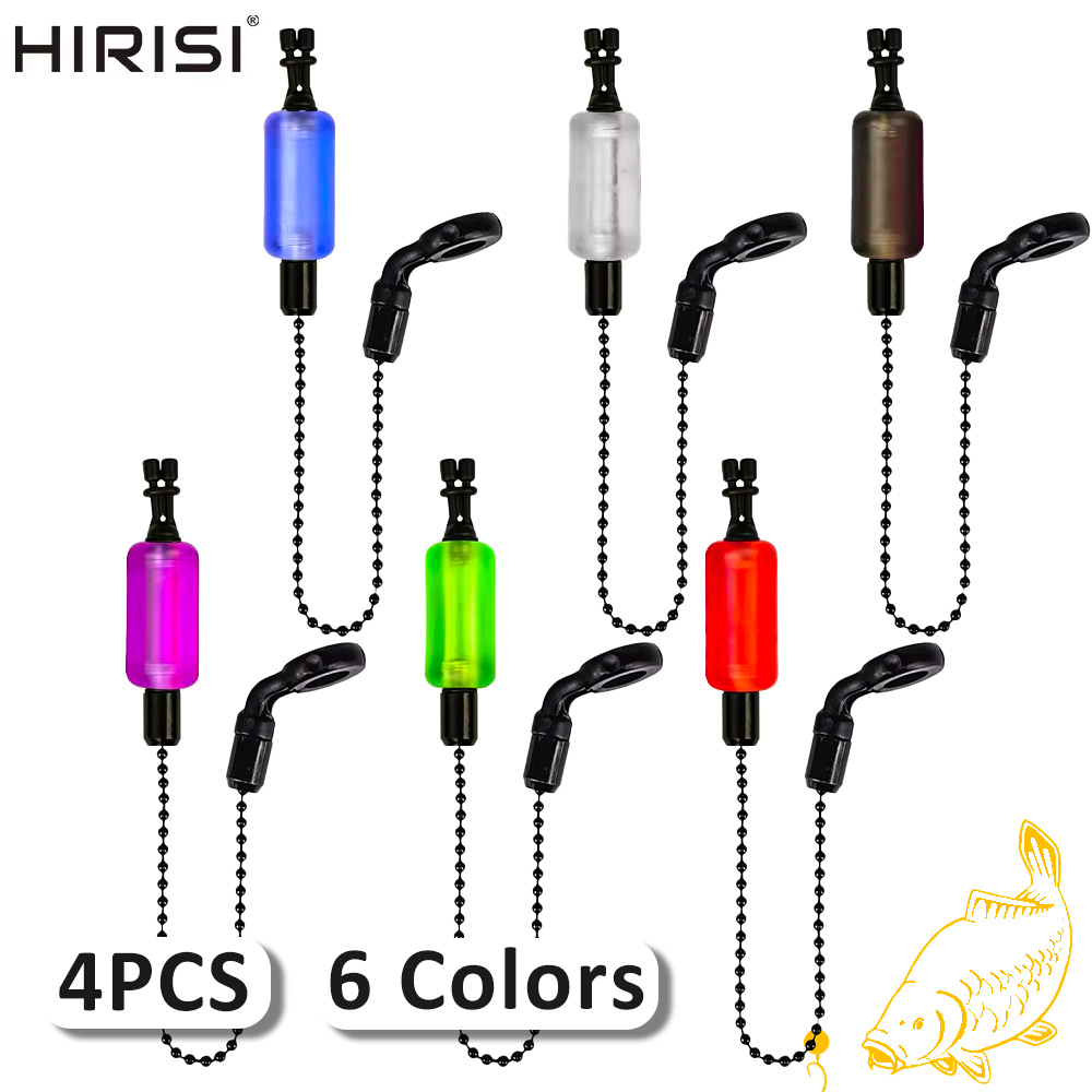 Bite Alarm - Hirisi 4 個釣りスインガーバイトインジケーター 6 色取り外し可能なチューブ蛍光耐久性のあるプラスチック鯉釣りボビンアクセサリー