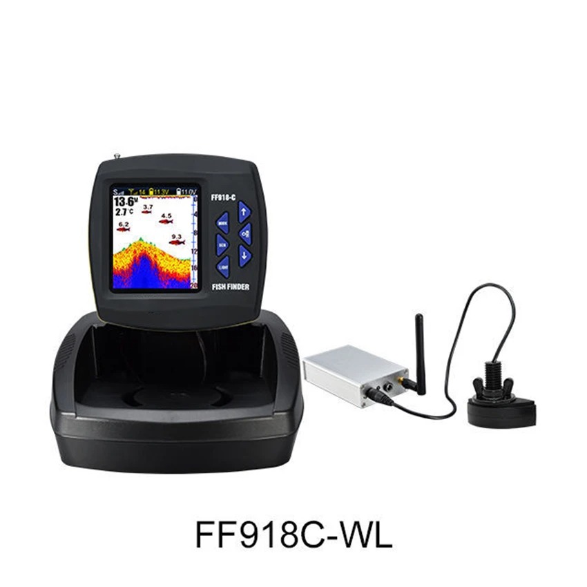 Fishing Depth Finder - FF918-CWL リモコンベイトボート魚群探知機 3.5インチLCD操作範囲300m深度範囲100Mワイヤレス釣り三言語対応