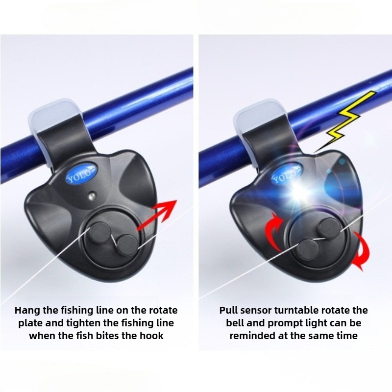 Fish Finder Battery - 電子釣りバイトアラーム 大音量サイレン付き キャンプ用品 ロッドブザー 昼間夜間インジケーター バッテリー付属