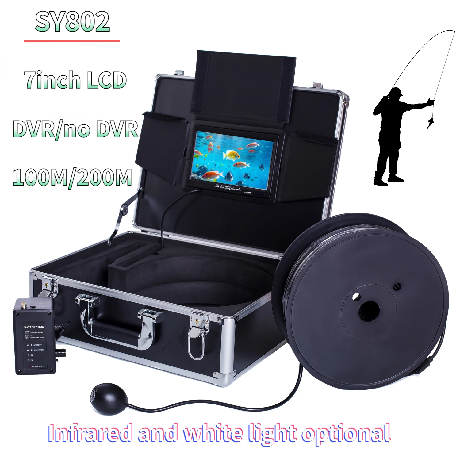 Fish Finder - SY802 魚群探知機 100M/200M 7インチスクリーン DVR 水中魚群探知カメラシステム