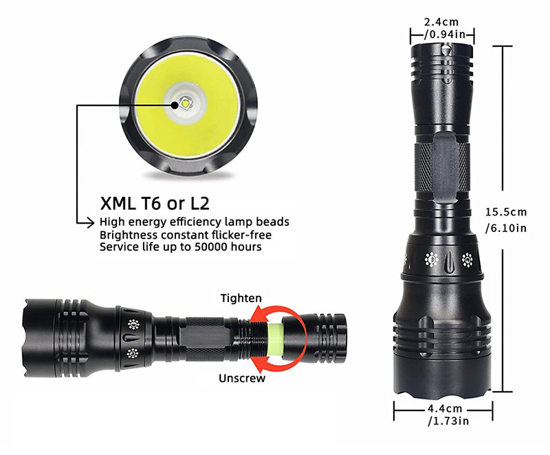ダイビングランプ ポータブル 10W T6 L2 LED 1 - Fish Finder Charger のレビューと価格