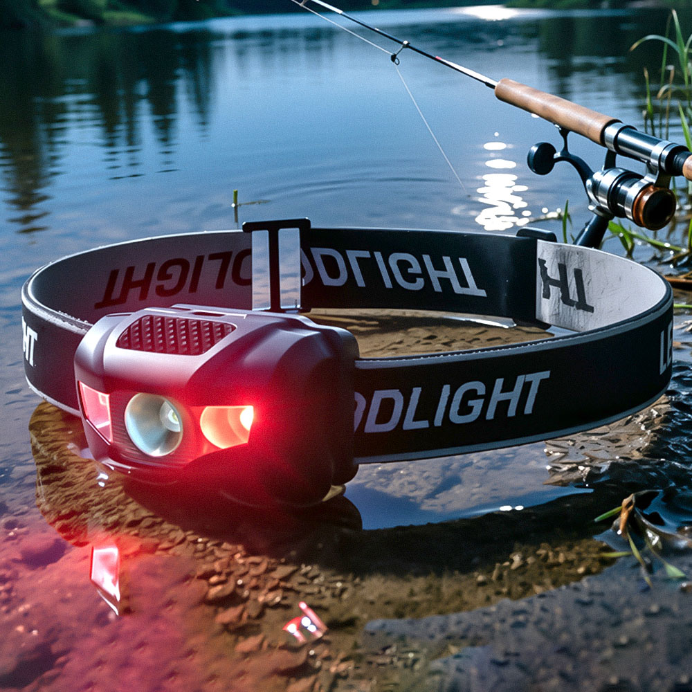 最新の釣り用ヘッドライト 4 モード防水 LED ヘッドラン - Fish Finder Battery のレビューと価格